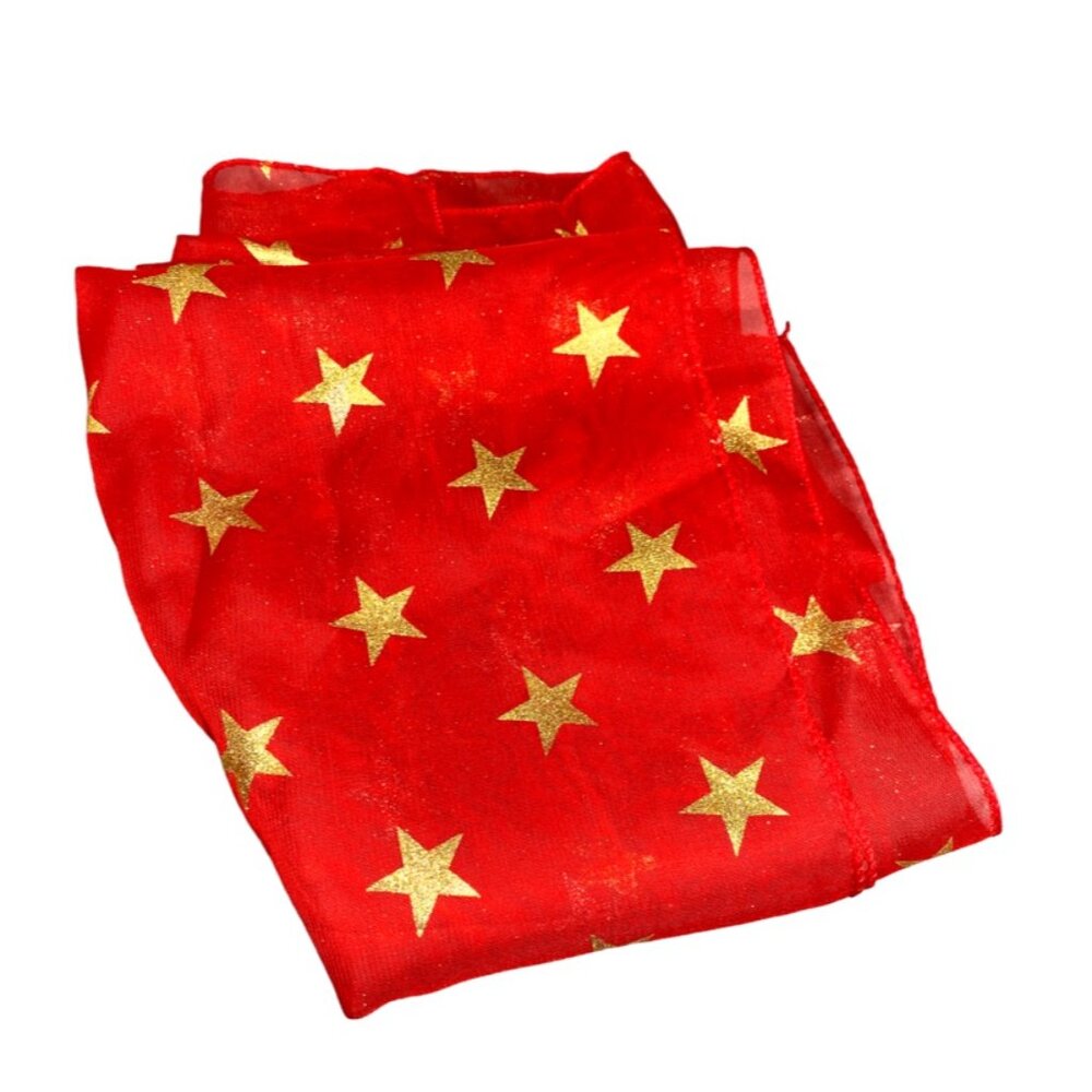 Red and Gold Star Scarf 4th of July Patriotic #04